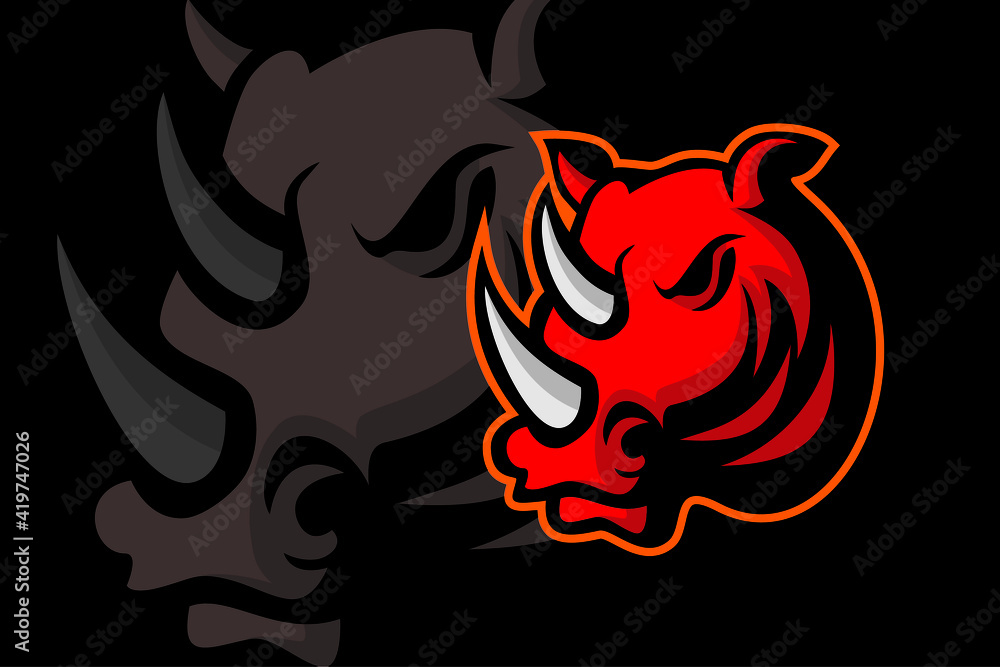 Red Rhino mascot logo