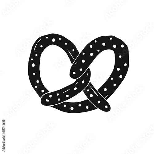 Vector hand drawn doodle sketch black pretzel isolated on white background
