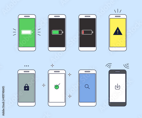Various icons on the phone screen.