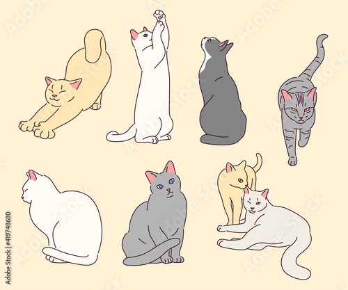 Collection of cute cat characters.