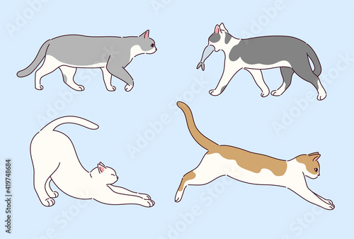Collection of cute cat characters.