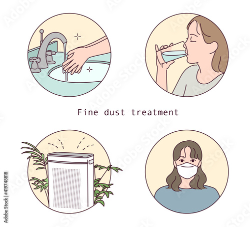 Fine dust treatment. information manual illustration.