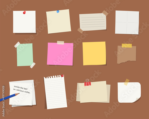 Various types of memo papers.