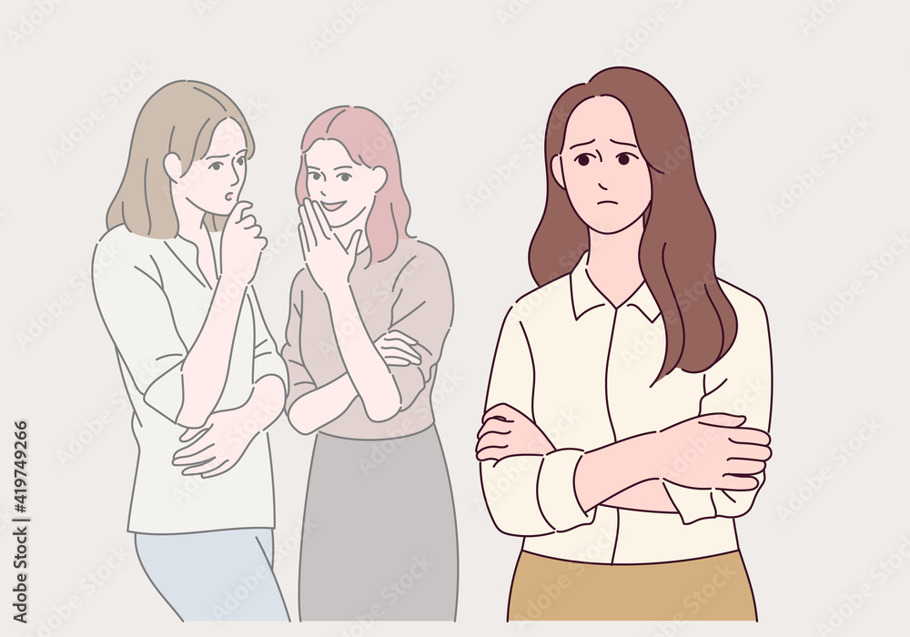 An office worker is whispering to a colleague. An office worker is whispering to a colleague.