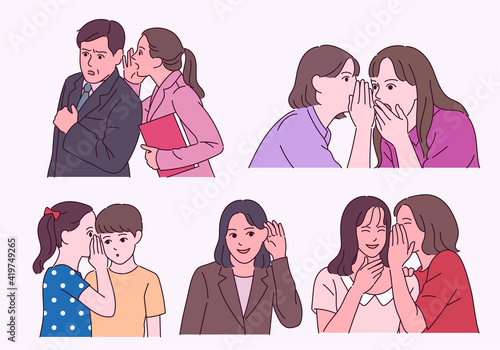Various people whisper and spread rumors.