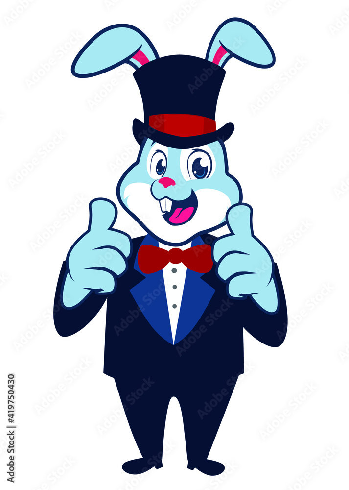 rabbit magician mascot cartoon in vector rabbit magician mascot cartoon in vector