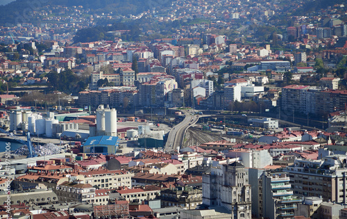 city ​​of vigo seen from above, with the entire ria de vigo. city ​​of galicia, with sea
