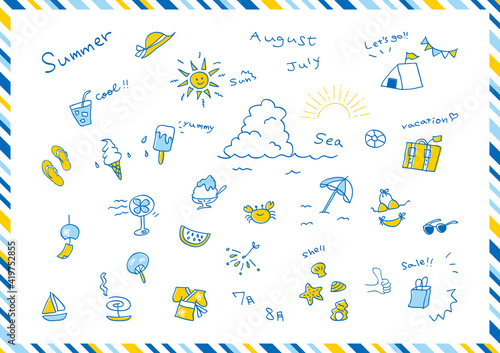 手描き　夏　アイコンセット