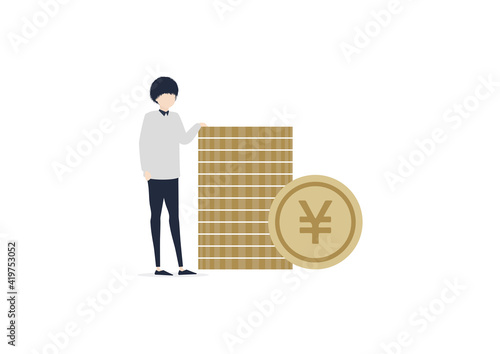 お金と男性のイラスト素材