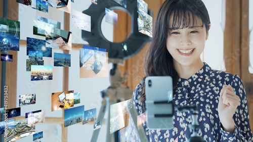 Schilderij op canvas 動画配信イメージ　ユーチューバー　ライバー
