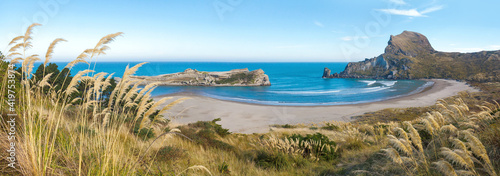 Castlepoint beach panoramic landscape, New Zealand