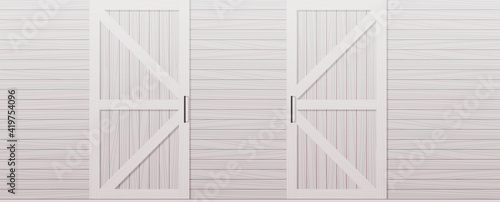 gray wooden barn door front side background horizontal vector illustration