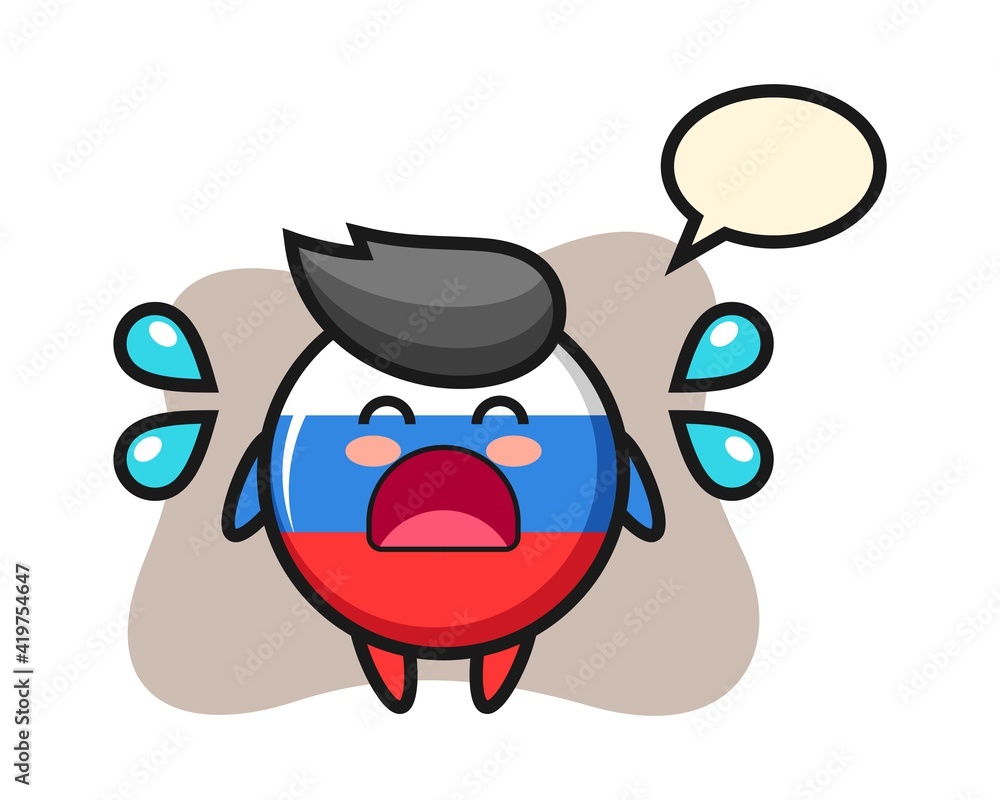 Naklejka premium Russia flag badge cartoon illustration with crying gesture