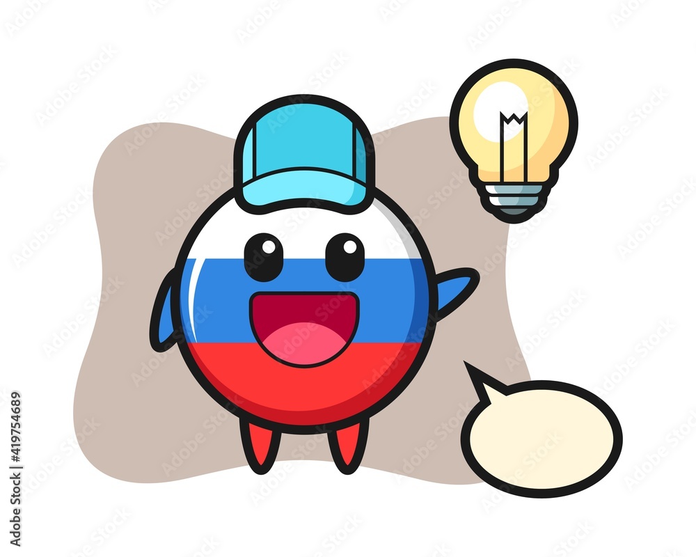 Russia flag badge character cartoon getting the idea