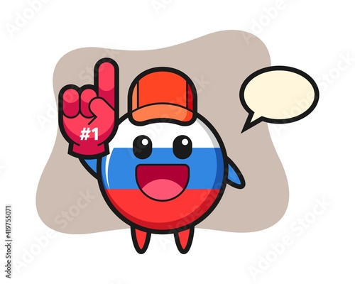 Russia flag badge illustration cartoon with number 1 fans glove