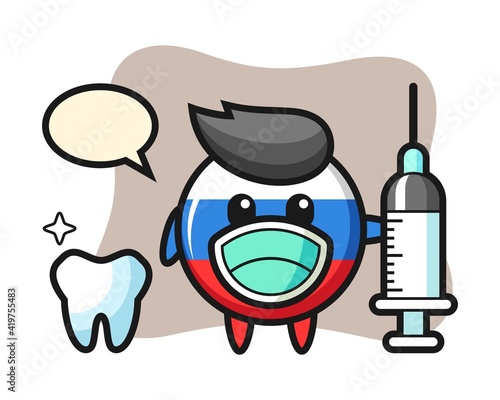 Mascot character of russia flag badge as a dentist © heriyusuf