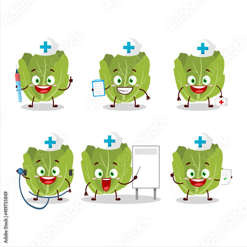 Doctor profession emoticon with romain letuce cartoon character