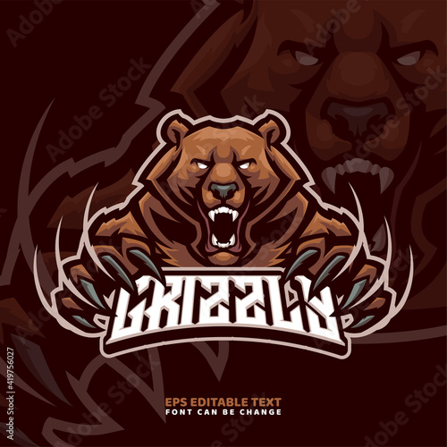 Grizzly Bear mascot Logo template