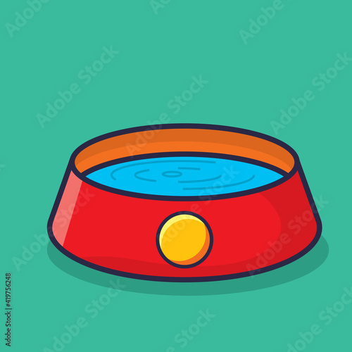 pet bowl with water isolated cartoon vector illustration in flat style