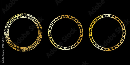 Retro abstract pattern with greek ornament on black background. Geometric pattern decoration. Stock image. EPS 10.