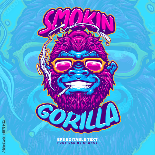 Gorilla Illustration Logo Template