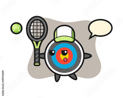 Cartoon character of target archery as a tennis player