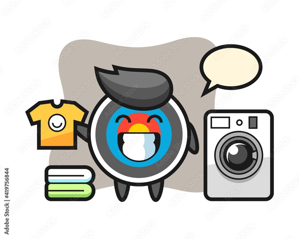Mascot cartoon of target archery with washing machine Mascot cartoon of target archery with washing machine