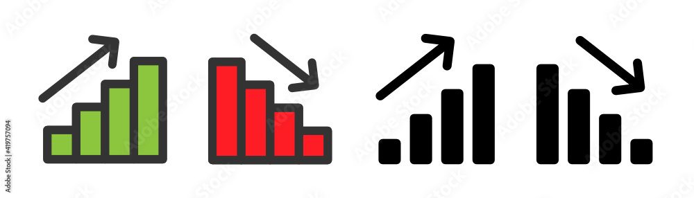 Increase and Decrease data graph vector icon