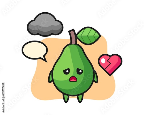 Avocado cartoon illustration is broken heart