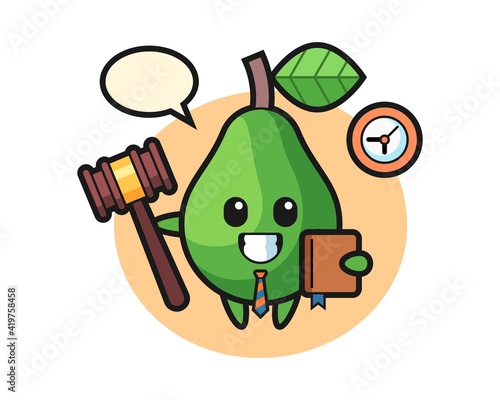 Mascot cartoon of avocado as a judge