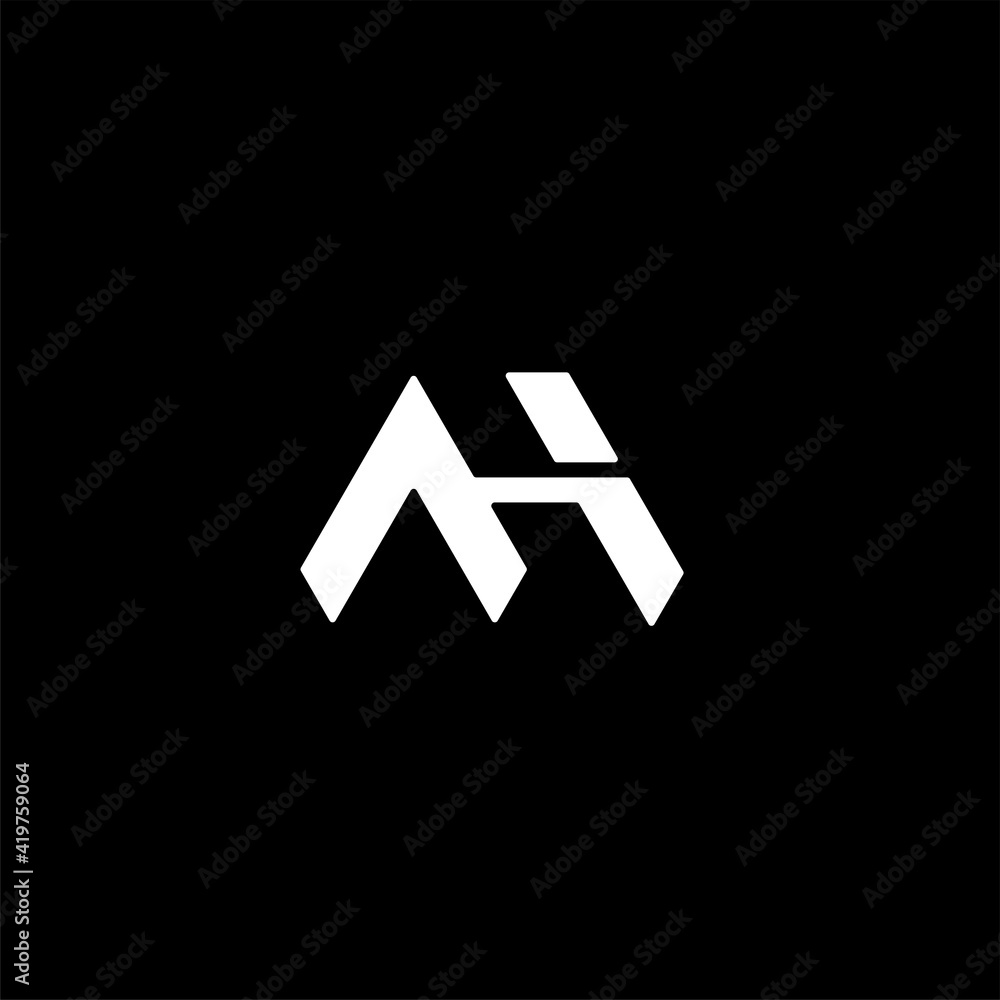 black and white logo, Initial Letter AH logo design Stock Vector ...