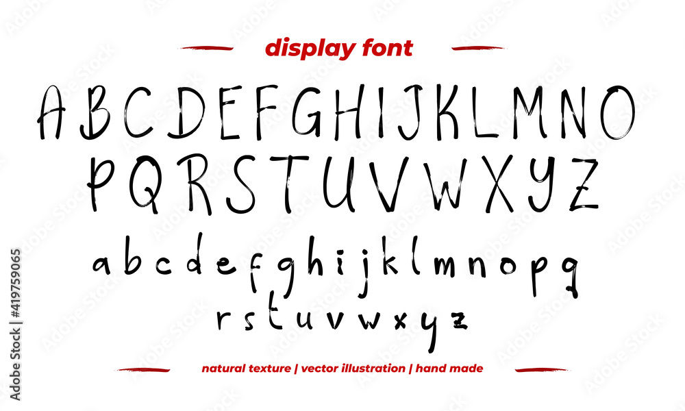 Simple decorative font handwritten. handmade font with playful and realistic brush texture. Vector illustration eps10. Simple decorative font handwritten. handmade font with playful and realistic brush texture. Vector illustration eps10.