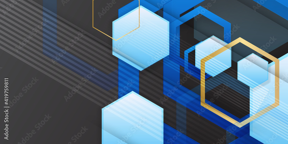 Blue background with hexagon Blue background with hexagon