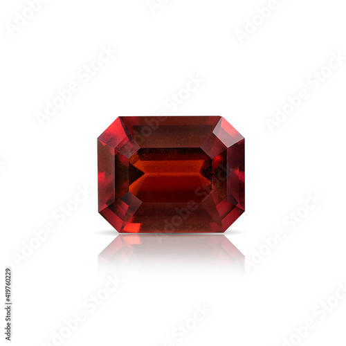 Natural Hessonite Garnet on white background