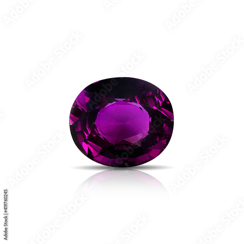 Natural Purple Garnet loose gemstone on white background