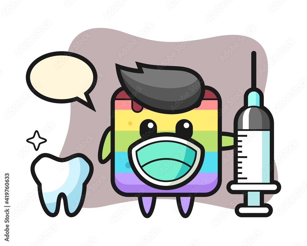 Mascot character of rainbow cake as a dentist Mascot character of rainbow cake as a dentist