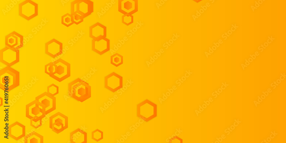 Modern orange hexagon pattern background. Business brochure cover design template. Vector. Orange Background. Abstract orange glossy shiny tech background with hexagons. Vector design 