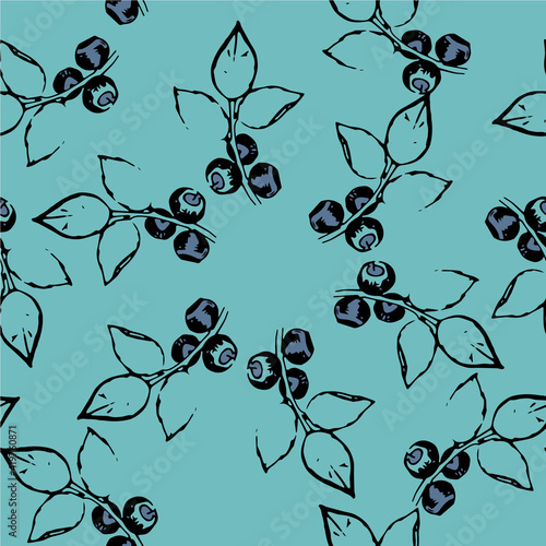 blueberries on a blue background