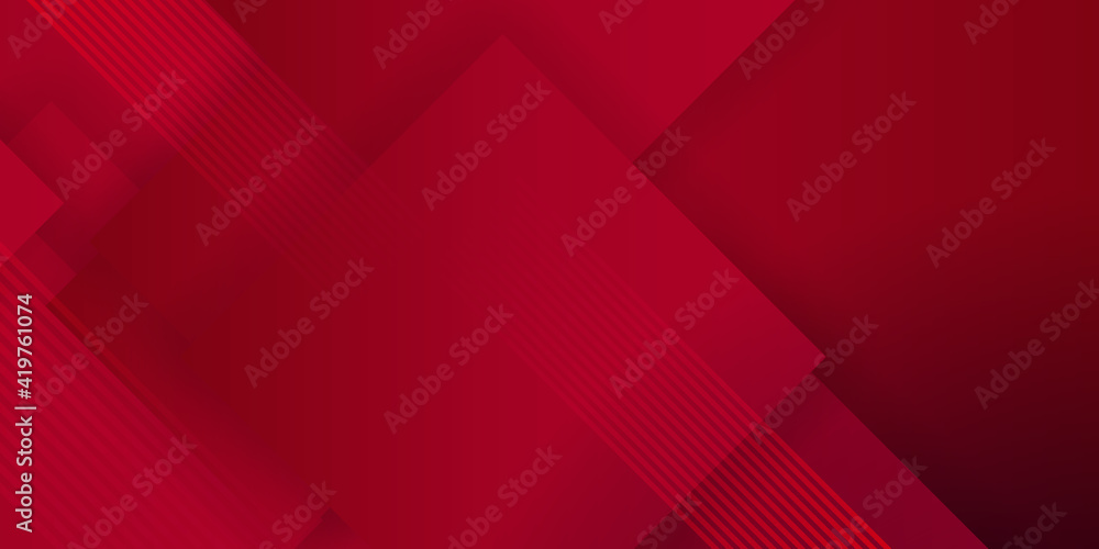 Fototapeta premium Red abstract futuristic background with square shape background and stripes. Square shapes composition geometric abstract background. 3D shadow effects and fluid gradients. Modern overlapping forms
