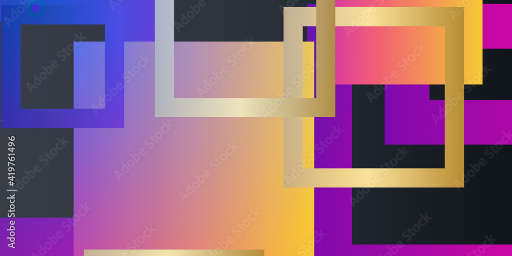 Glossy squares geometric abstract tech banner. Vector art colorful background 