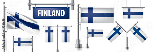 Vector set of the national flag of Finland in various creative designs