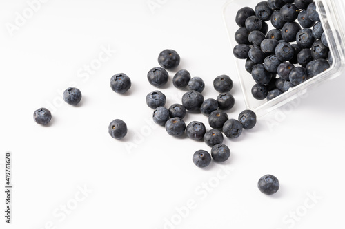 Fresh blueberries on a pure white background