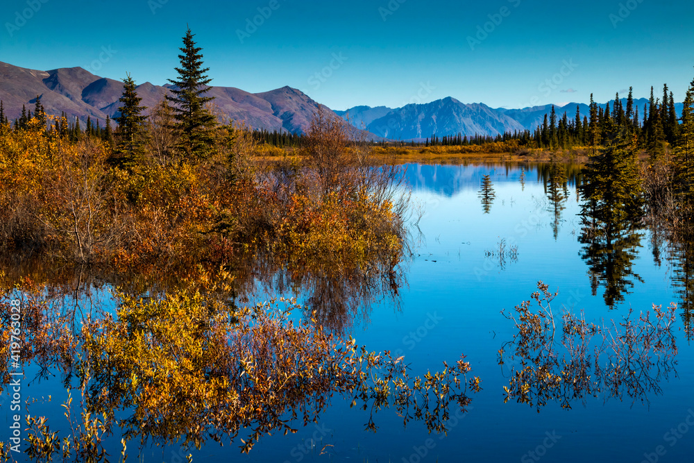 dramatic autumn scenery  in Alaska 