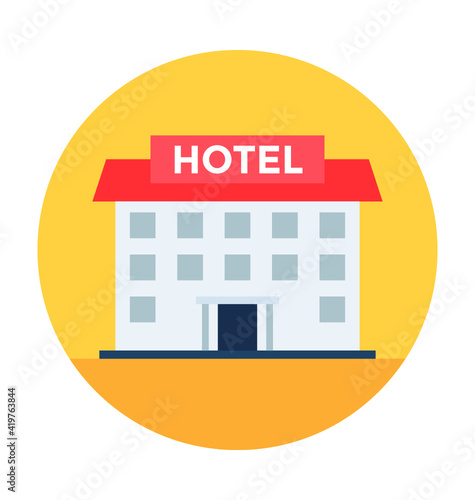 Hotel Building Vector Illustration