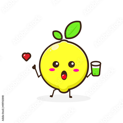 Lemon drink cute character illustration
