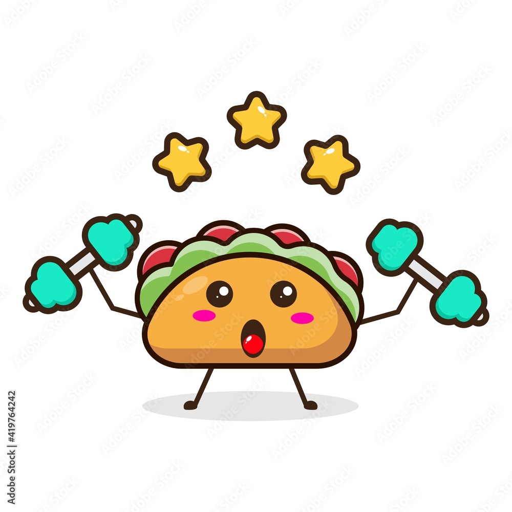 Fototapeta premium Taco strong cute character illustration
