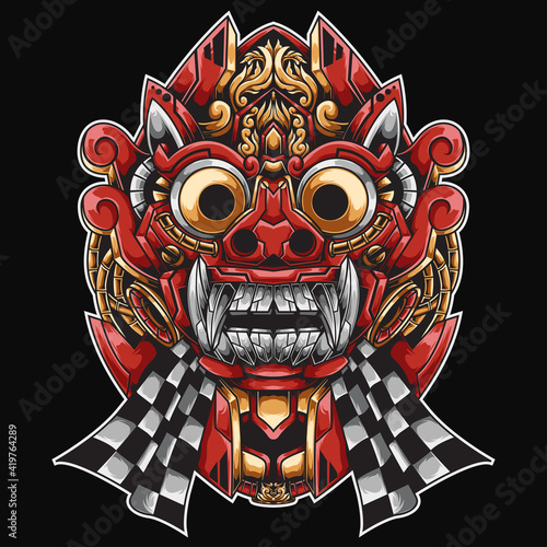 Balinese Barong Mecha Illustration perfect for t-shirt design, merchandise, poster, sticker, etc