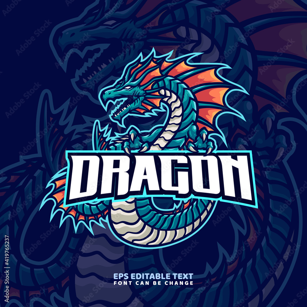 Sea Dragon Mascot logo Template