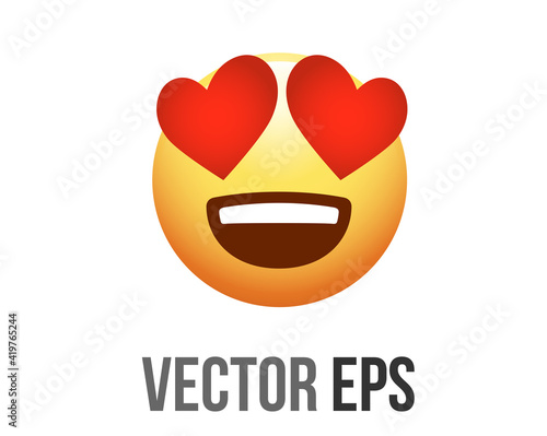 vector gradient yellow loving face with red heart eyes flat icon
