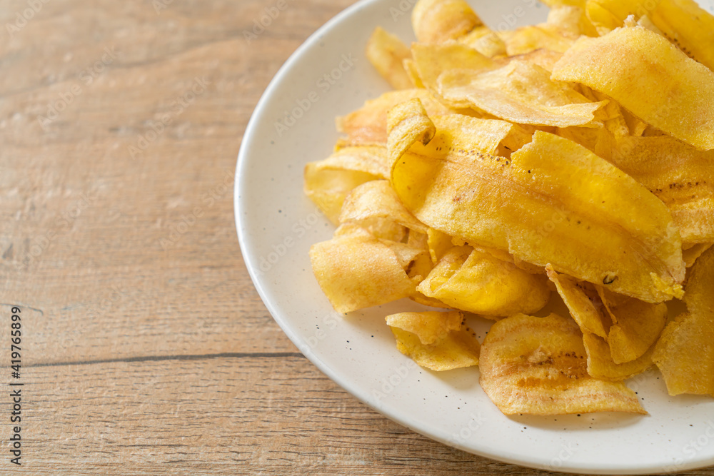 Banana Chips - fried or baked sliced banana Banana Chips - fried or baked sliced banana